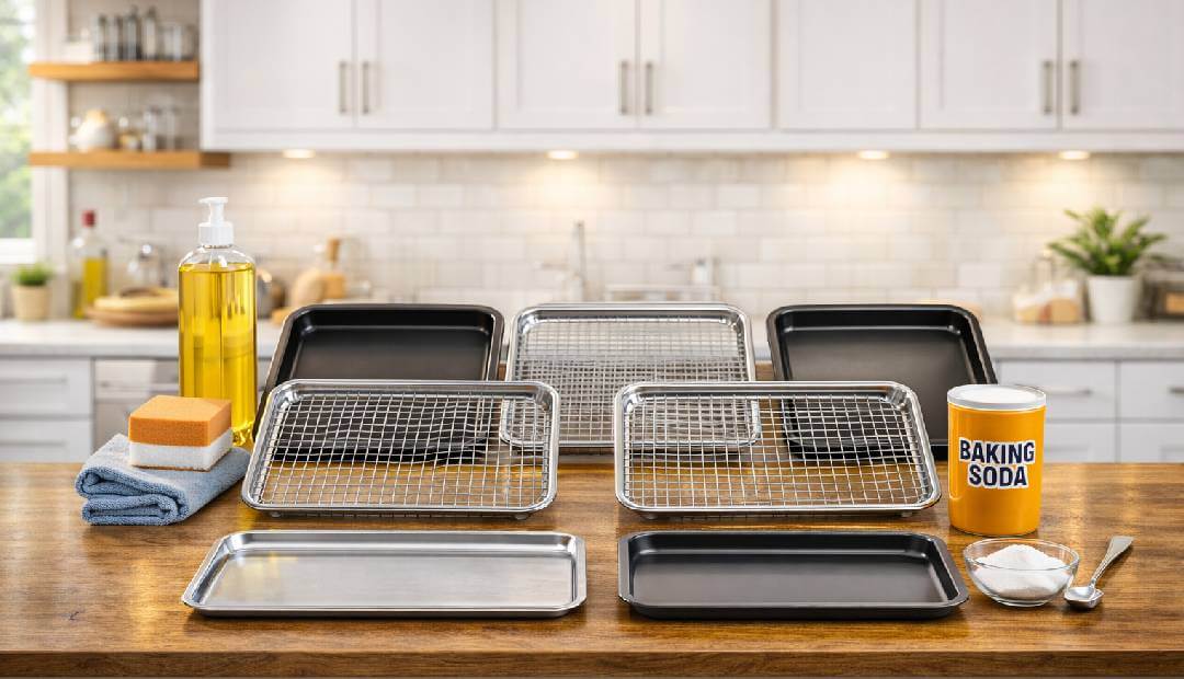 air fryer oven parts arranged for cleaning