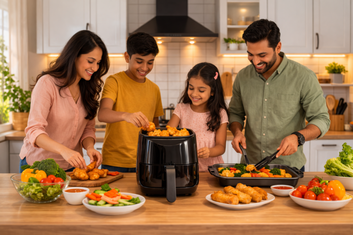 Family Cooking in Air Fryer Oven