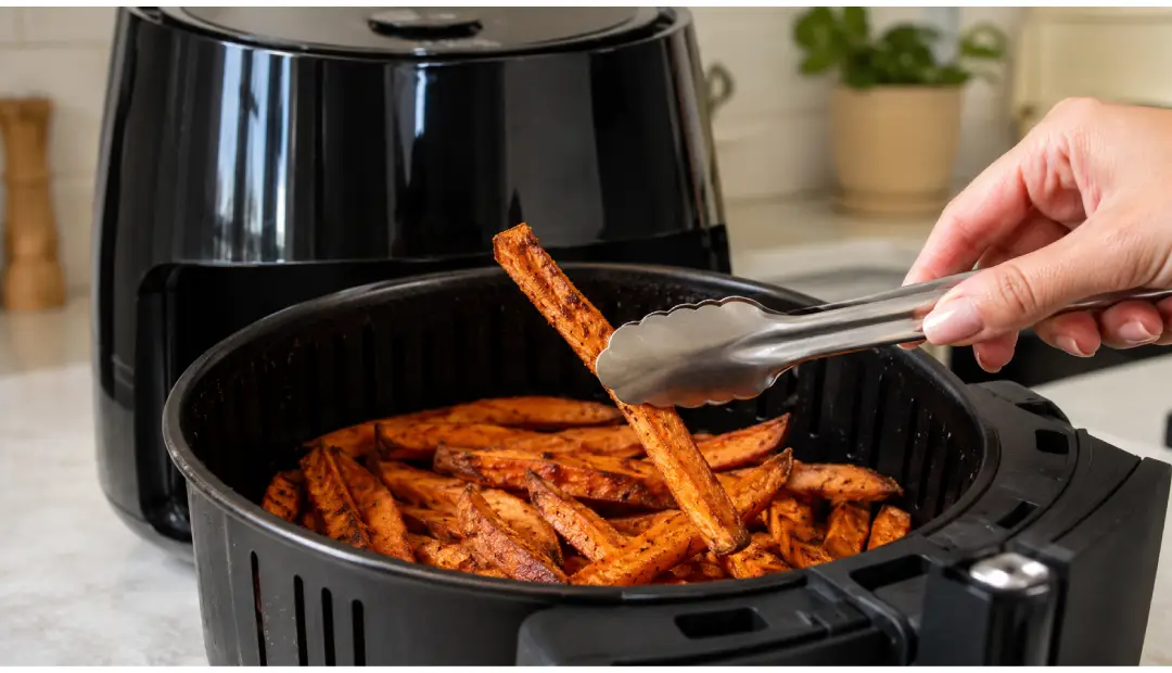 Stainless Steel Interior air fryer with foods